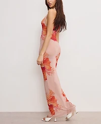 Good American Women's Gauze Mesh Maxi Dress