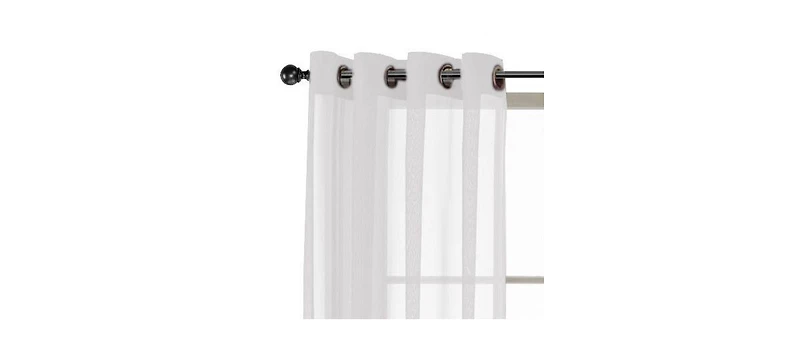 Kate Aurora Basic Home Custom Sheer Voile Grommet Top Window Curtains - 38 in. W x 84 in. L, White