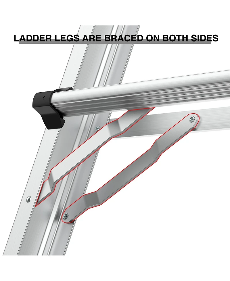 15 ft. Reach Hight Aluminum Multi-Position Ladder with Wheels, 300 lbs. Weight Rating, Step Stools