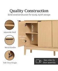 Best Choice Products 4-Door Reeded Storage Cabinet w/ Soft-Close Doors
