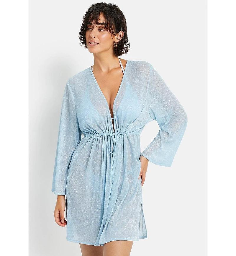 Lscn by Lascana Women's Metallic Cover up Beach Dress