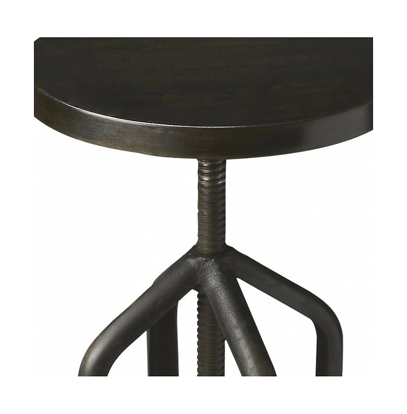 Wood and Iron Backless Swivel Bar Chair