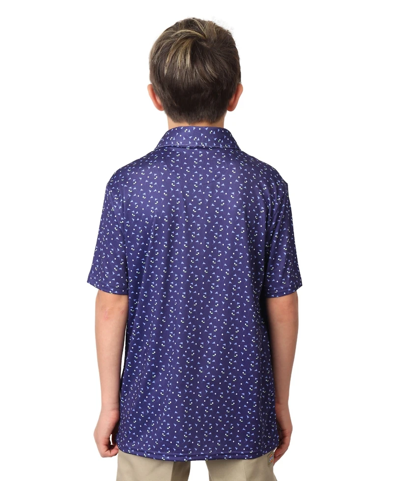 TailorByrd Boys Navy Golf Pin Performance Polo