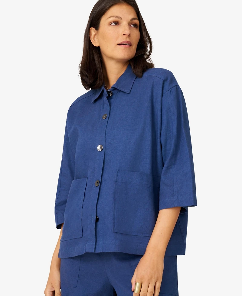 Cable & Gauge Women's Patch Pocket Linen Blend Jacket
