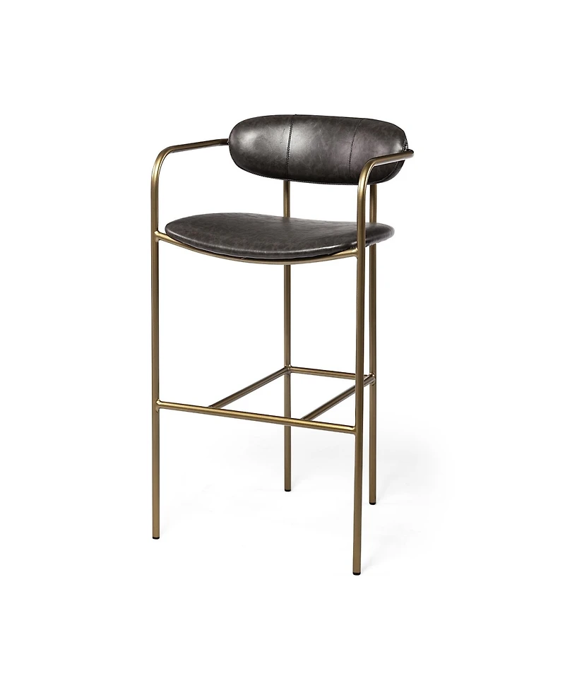 Faux Leather And Steel Bar Height Bar Chair