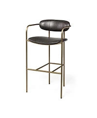 Faux Leather And Steel Bar Height Bar Chair