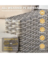 Xizzi 13 Piece Outdoor Patio Furniture Sets with Fire Pit Table,All Weather Wicker Sectional Sofa Extra Deep Swivel Chairs and Solar PoweRe