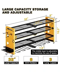 Hausource 4 Tier Power Tool Organizer Shelving Wall Mount Utility Storage Rack，Yellow