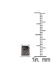Steeltime Women's Rainbow Simulated Diamonds Princess Cut Stud Earrings