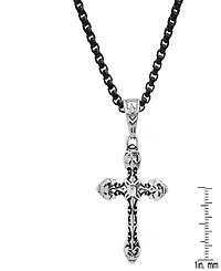 Steeltime Men's Black Ip and Stainless Steel Accented Cross Pendant Necklace