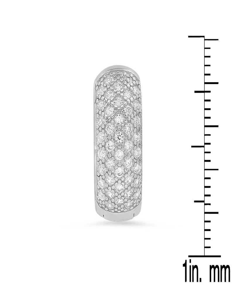 Steeltime Women's Simulated Diamonds Rounded Huggie Earrings