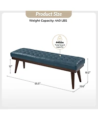 Terencio 55.5" Wide Bedroom Genuine Leather Bench
