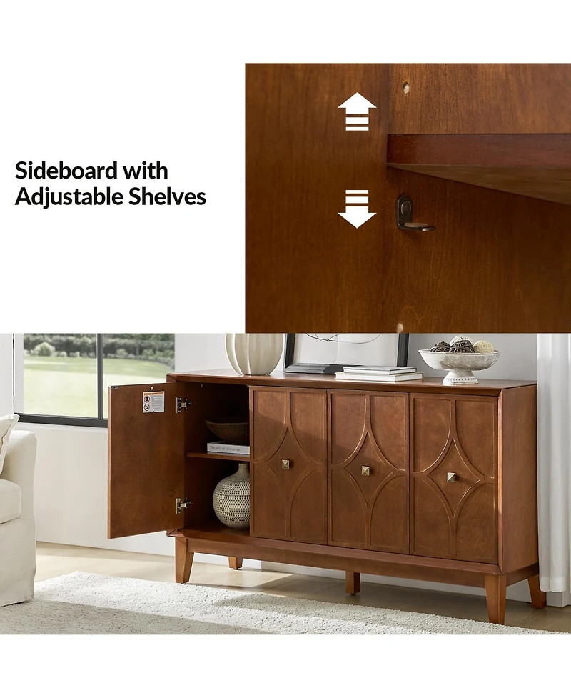 Ema Mid-Century Sideboard With Solid Wood Legs and Adjustable Shelves
