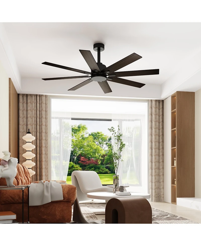 65 inch ceiling fan without light, can be used both indoors and outdoors, with remote control, reversible Dc motor, no noise, suitable for bedroom, li