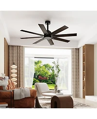 65 inch ceiling fan without light, can be used both indoors and outdoors, with remote control, reversible Dc motor, no noise, suitable for bedroom, li