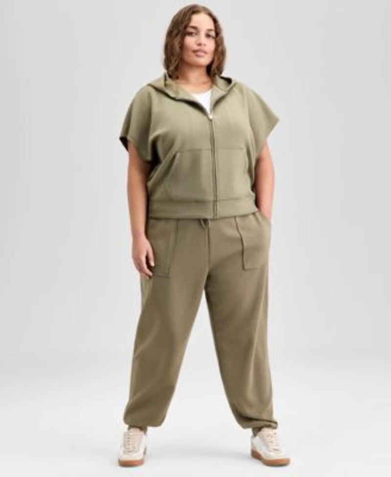 Now This Trendy Plus Size Cap Sleeve Scuba Knit Hoodie Jogger Pants Exclusively At Macys