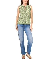 Vince Camuto Women's Peplum-Hem Floral-Print Crocheted-Trim Top