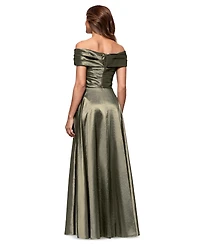 Xscape Women's Taffeta Off-The-Shoulder Gown