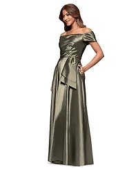 Xscape Women's Taffeta Off-The-Shoulder Gown