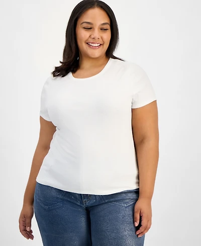 Bar Iii Trendy Plus Foiled Crewneck T-Shirt, Macy's Exclusive