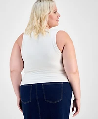 Bar Iii Trendy Plus Crepe Sleeveless Cowlneck Top, Exclusively at Macy's