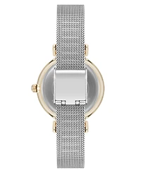 Anne Klein Women's Quartz Premium Round Silver-Tone Stainless Steel Mesh and Black Dial Watch, 29mm