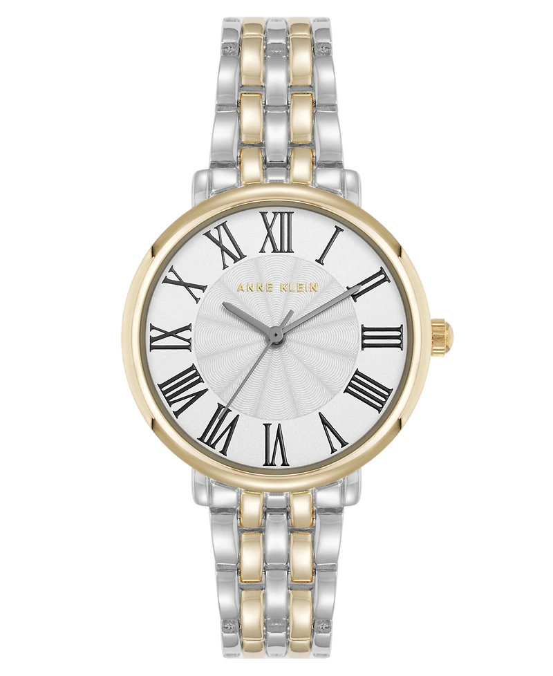 Anne Klein Women's Quartz Round Roman Numeral Two-Tone Metal Alloy Watch, 32mm