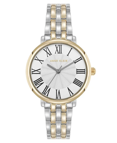 Anne Klein Women's Quartz Round Roman Numeral Two-Tone Metal Alloy Watch, 32mm