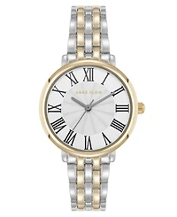 Anne Klein Women's Quartz Round Roman Numeral Two-Tone Metal Alloy Watch, 32mm