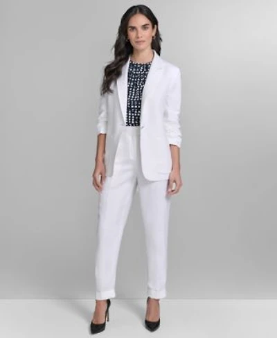 Calvin Klein Womens Linen Blend One Button Blazer Slim Leg Pants