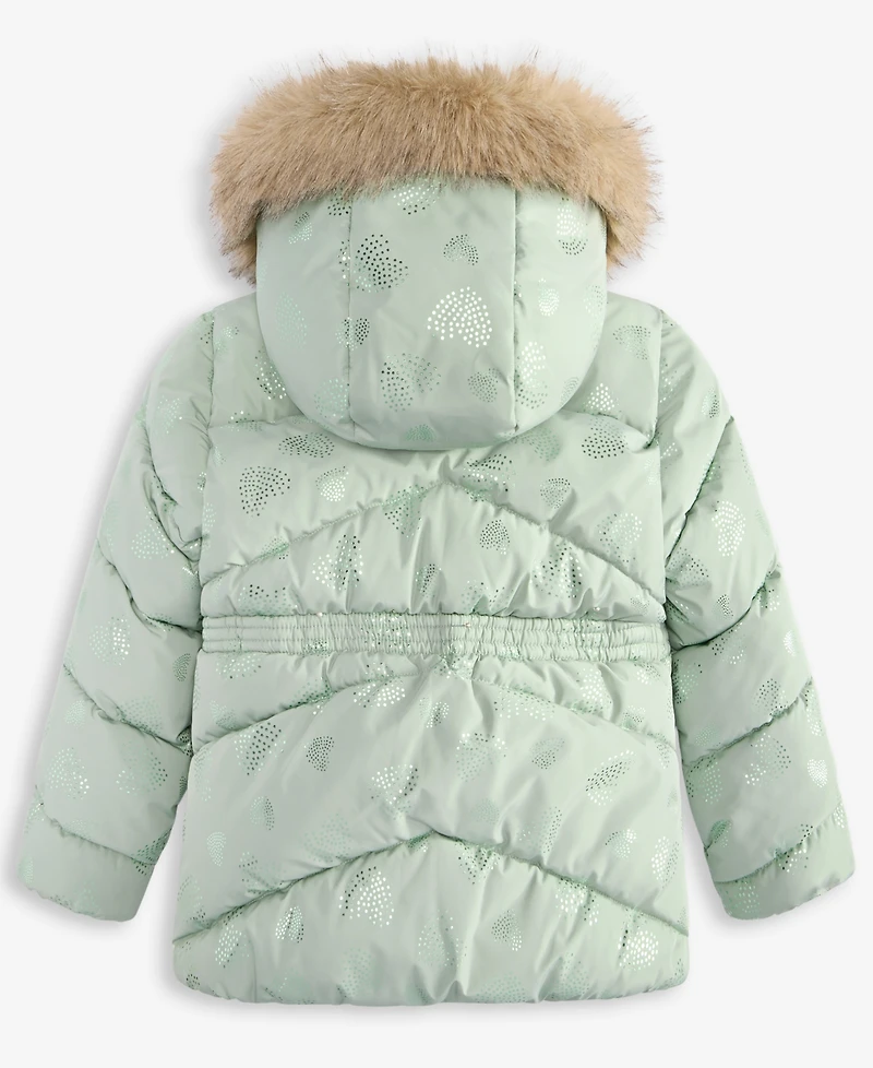 S Rothschild & Co Toddler and Little Girls Foil Quilt Puffer Jacket