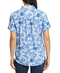 Gloria Vanderbilt Women's Daisy Printed Short-Sleeve Shirt