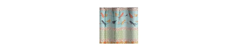 Striped Shower Curtain – Microfiber Fabric with Floral Accents