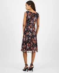 Connected Petite Sleeveless Floral Chiffon Sheath Dress