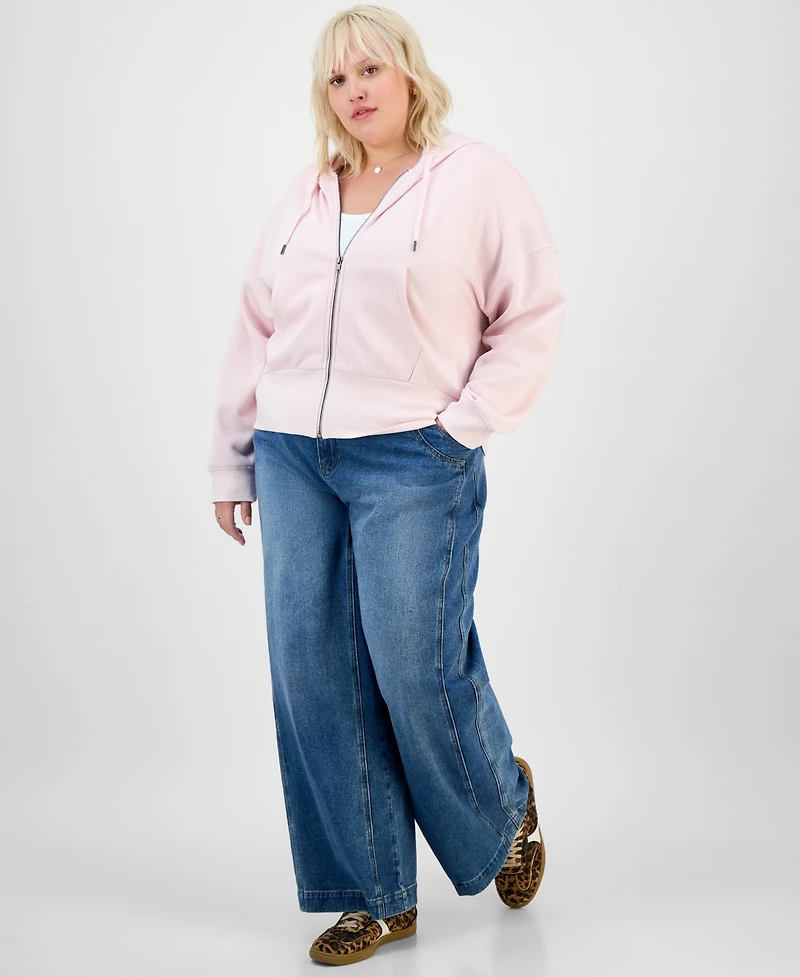 Hippie Rose Trendy Plus Zip-Front Hoodie