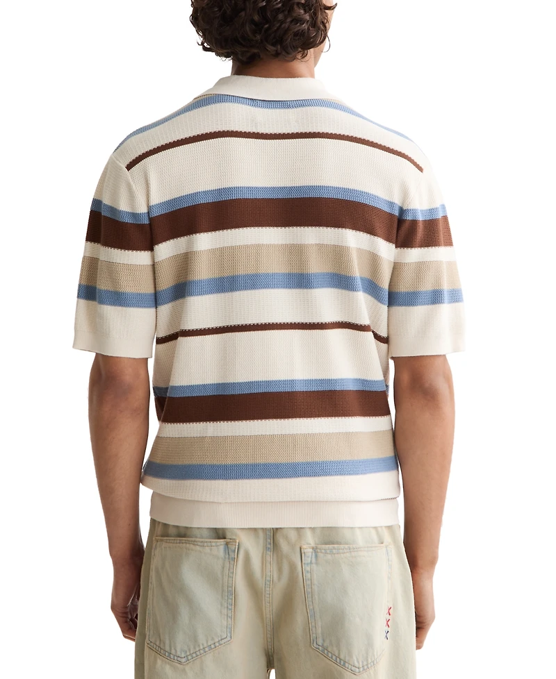 Scotch & Soda Men's Short Sleeve Knit Striped Polo Shirt