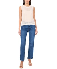 Sam & Jess Women's Open-Knit Crochet Crewneck Sweater