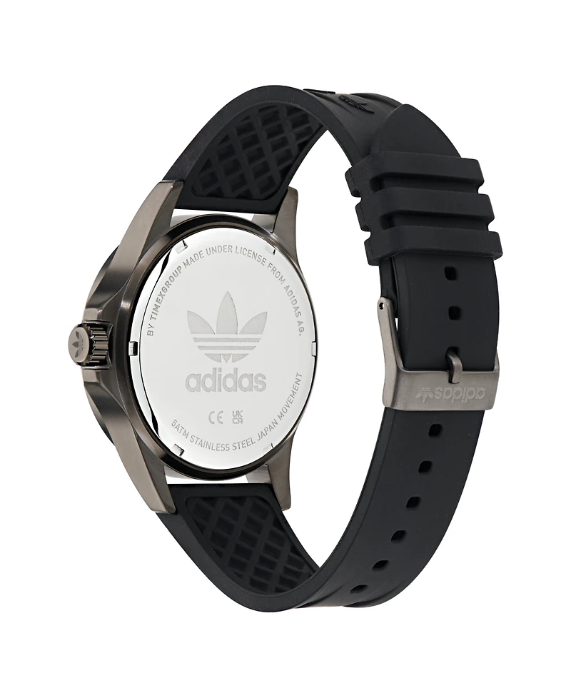 adidas Unisex Analog Black Silicone Watch, 44mm