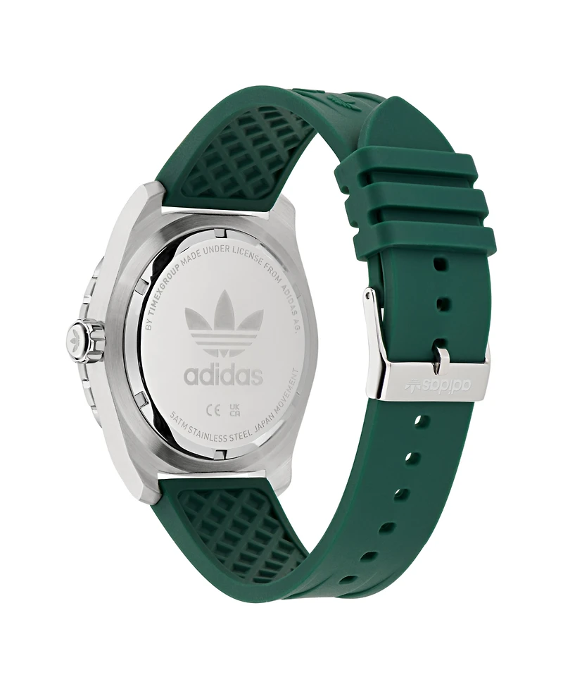 adidas Unisex Analog Green Silicone Watch, 44mm
