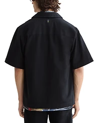 Scotch & Soda Men's Tailored Fit Short Sleeve Button Front Embroidered Pocket Shirt