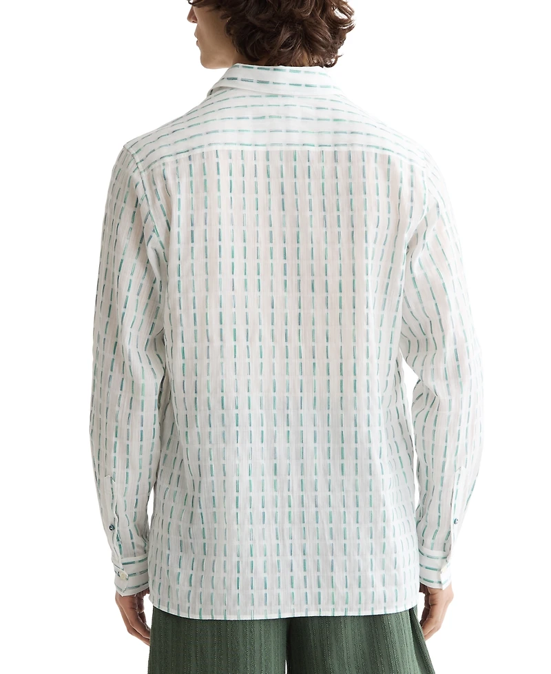 Scotch & Soda Men's Long Sleeve Voile Dash Print Button-Front Shirt