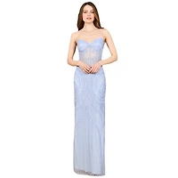 Lara Women's 9927 - Beaded Corset Dress with Slit
