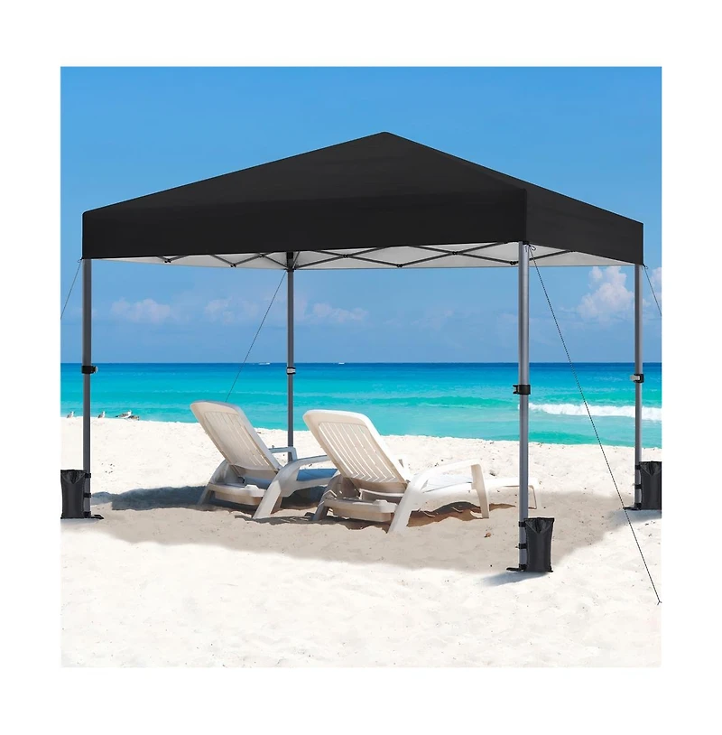 10x10FT Pop-up Canopy with One-Push-To-Lock Setup Mechanism, Beige