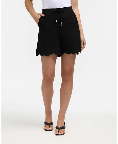 Ellen Tracy Women's Embroidered Linen-Blend Shorts