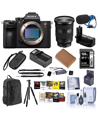 Sony Alpha a7R Iv Mirrorless Camera (V2) with Fe 24-70mm f/2.8 Gm Lens, Bundle with Backpack, 128GB Memory Card, Battery, Charger Base, Charger Plate,