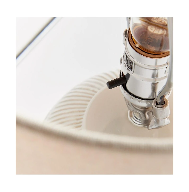 10" x 15" Antoni Hatch Mark Pattern Decorative Contemporary Table Lamp w/ Linen Shade