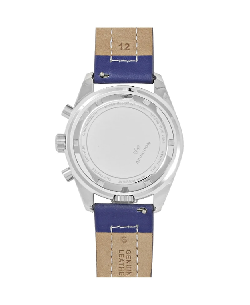 Abingdon Co. Women's Jordan Chronograph Multifunctional Cobra Blue Leather Strap Watch, 40mm