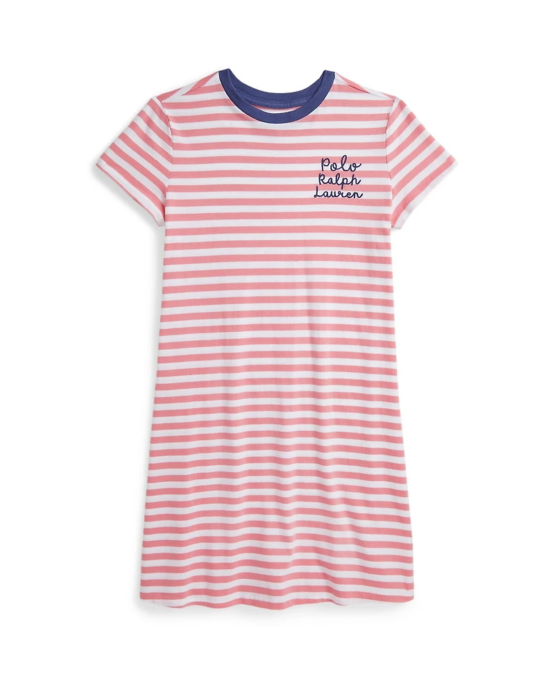 Polo Ralph Lauren Big Girls Striped Logo Jersey Dress