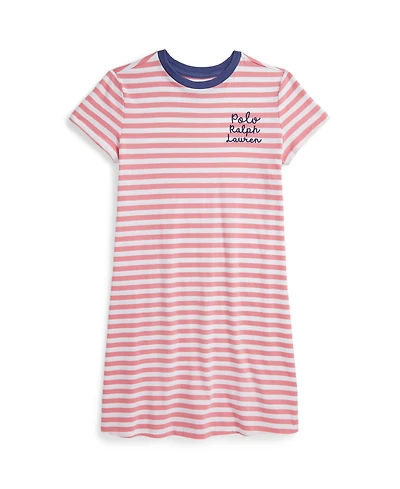 Polo Ralph Lauren Big Girls Striped Logo Jersey Dress