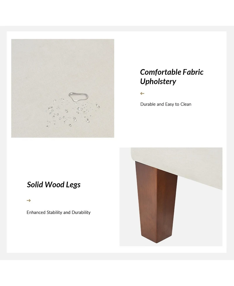 Adela Storage Waterproof Bench with Solid Wood Legs and Armrests